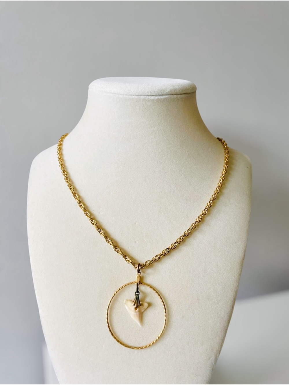 Kaitlyn Dix gold prehistoric mako shark tooth pendant necklace